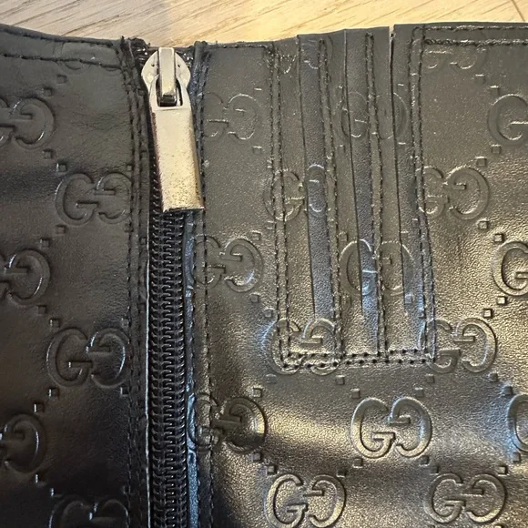 Vintage Black Embossed Monogram Knee-High Platform Stiletto Boots – EU 38 - Picture 15 of 17